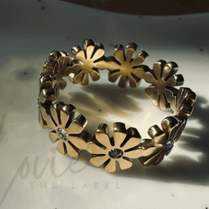 Ringen met steen Daisy stainless steel